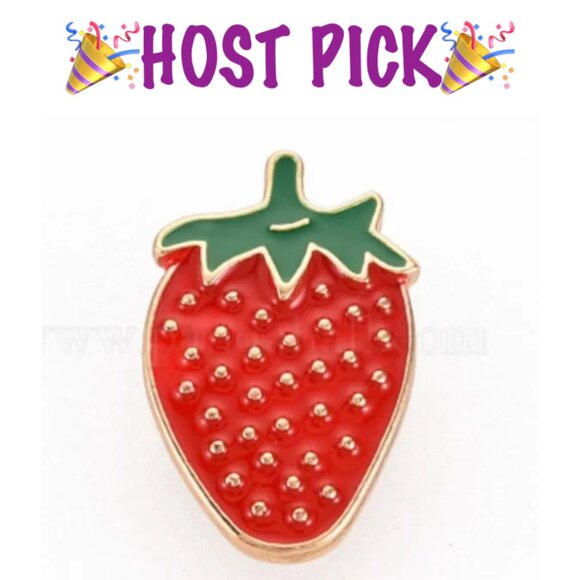 Golden Strawberry Pin Badge - Picture 2 of 16